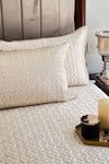 Sadyaska_White Fabric Faux Silk And Filling 100% Quilted Reversible Bedspread Set_Online_at_Aza_Fashions