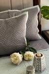 Shop_Sadyaska_Grey Fabric Cvc And Filling 100% Polyester Quilted Reversible Bedspread Set_at_Aza_Fashions