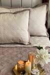 Buy_Sadyaska_Beige Fabric Cvc And Filling 100% Polyester Quilted Reversible Bedspread Set_at_Aza_Fashions