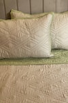 Shop_Sadyaska_Beige Fabric Cvc And Filling 100% Polyester Quilted Reversible Bedspread Set _at_Aza_Fashions