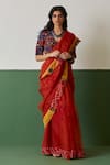 Buy_Medha_Orange Silk Organza Tie Dye Saree  _at_Aza_Fashions