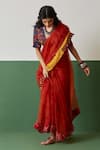 Buy_Medha_Orange Silk Organza Tie Dye Saree  _Online_at_Aza_Fashions