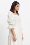Simrita Arora_White Silk Embroidery Square Neck Puff Sleeves Kurta And Pant Set _Online_at_Aza_Fashions