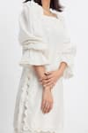 Buy_Simrita Arora_White Silk Embroidery Square Neck Puff Sleeves Kurta And Pant Set _Online_at_Aza_Fashions