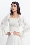 Buy_Simrita Arora_White Silk Embellished Square Neck Smocked Chanderi And Top _at_Aza_Fashions