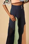 Shop_Siddhant Agrawal Label_Blue Poly Crepe Applique Colorblock Trouser  _Online_at_Aza_Fashions