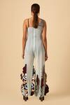 Shop_Siddhant Agrawal_Blue Crepe, Faux Suede, Georgette Asymmetric Applique Jumpsuit _at_Aza_Fashions