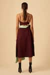 Shop_Siddhant Agrawal_Maroon Poly Crepe Asymmetric Skirt  _at_Aza_Fashions