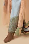 Siddhant Agrawal_Blue Poly Crepe Fringe-hem Trouser _at_Aza_Fashions