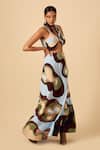 Siddhant Agrawal_Blue Crepe, Georgette Applique Skirt _Online_at_Aza_Fashions