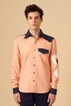 Buy_Siddhant Agrawal Label_Pink Poly Crepe Colorblock Shirt  _at_Aza_Fashions