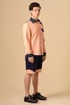 Siddhant Agrawal_Blue Cotton, Poly Crepe Colorblock Shorts _Online_at_Aza_Fashions