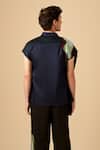 Shop_Siddhant Agrawal_Blue Cotton, Poly Crepe Applique Shirt _at_Aza_Fashions