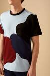 Siddhant Agrawal_Blue Poly Crepe, Single Scuba Applique T-shirt _at_Aza_Fashions