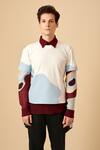 Buy_Siddhant Agrawal_White Poly Crepe, Single Scuba Colorblock T-shirt _Online_at_Aza_Fashions
