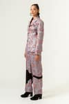 Shop_Siddhant Agrawal_Grey Poly Satin Lapel Collar Printed Blazer _Online_at_Aza_Fashions