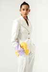 Buy_Siddhant Agrawal_White Velvet Satin And Banana Crepe Lining Embellished Blazer _at_Aza_Fashions