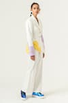 Siddhant Agrawal_White Poly Velvet Satin And Pu Leather Wide Leg Trousers _Online_at_Aza_Fashions