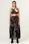 Buy_Siddhant Agrawal_Black Lycra And Velvet Satin Printed Joggers With Skirt _at_Aza_Fashions