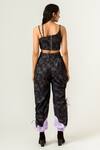 Shop_Siddhant Agrawal_Black Lycra And Velvet Satin Printed Joggers With Skirt _at_Aza_Fashions