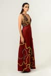 Siddhant Agrawal_Red Velvet Satin And Pu Leather Lining Rayon Embellished Gown _Online_at_Aza_Fashions