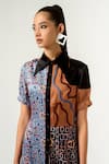 Shop_Siddhant Agrawal_Multi Color Lycra, Velvet And Printed Shirt Dress _Online_at_Aza_Fashions