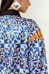 Siddhant Agrawal Blue Velvet Satin And Banana Crepe Spread Collar Unisex Printed Shirt at Aza Fashions Siddhant Agrawal_Blue Velvet Satin And Banana Crepe Spread Collar Unisex Printed Shirt _at_Aza_Fashions