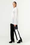 Buy_Siddhant Agrawal_White Poly Knit Mesh Crepe Spread Collar Unisex Shirt _Online_at_Aza_Fashions