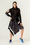 Buy_Siddhant Agrawal_Black Lycra And Velvet Satin Printed Skirt _at_Aza_Fashions