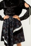 Shop_Siddhant Agrawal_Black Lycra And Velvet Satin Printed Skirt _Online_at_Aza_Fashions