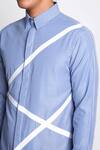 Shop_Sahil Aneja_Blue Cotton Striped Shirt_Online_at_Aza_Fashions