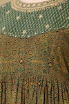Sagaa by Vanita_Green Ajrakh Embroidery Round Anarkali Set _at_Aza_Fashions