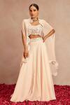 Buy_Samatvam By Anjali Bhaskar_Pink Blended Chiffon Mirror Work Scoop Neck Embroidered Lehenga Set_at_Aza_Fashions