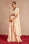 Buy_Samatvam By Anjali Bhaskar_Pink Blended Chiffon Mirror Work Scoop Neck Embroidered Lehenga Set_Online_at_Aza_Fashions
