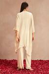 Shop Samatvam By Anjali Bhaskar White Pleated Chiffon Kaftan And Pant Set at Aza Fashions Shop_Samatvam By Anjali Bhaskar_White Pleated Chiffon Kaftan And Pant Set_at_Aza_Fashions