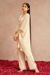 Samatvam By Anjali Bhaskar White Pleated Chiffon Kaftan And Pant Set Online at Aza Fashions Samatvam By Anjali Bhaskar_White Pleated Chiffon Kaftan And Pant Set_Online_at_Aza_Fashions