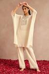 Buy Samatvam By Anjali Bhaskar White Pleated Chiffon Kaftan And Pant Set Online at Aza Fashions Buy_Samatvam By Anjali Bhaskar_White Pleated Chiffon Kaftan And Pant Set_Online_at_Aza_Fashions