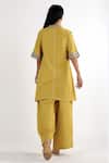 Shop_Madder Much_Yellow Cotton Plain Mandarin Collar Sabah Kurta And Pant Set _at_Aza_Fashions