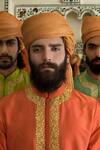 Shop_Sabyasachi_Orange Silk Embroidered Kurta Set _at_Aza_Fashions