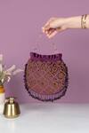 Buy_The Leather Garden_Purple Embellished Potli Bag _at_Aza_Fashions