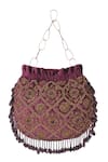 Shop_The Leather Garden_Purple Embellished Potli Bag _at_Aza_Fashions