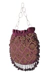 The Leather Garden_Purple Embellished Potli Bag _Online_at_Aza_Fashions