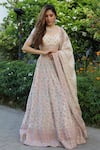 Buy_Safaa_Ivory Vegan Silk Woven Kantha Work Scoop Neck Mahazbeen Floral Lehenga Set _at_Aza_Fashions