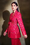 Buy_Safaa_Fuchsia Viscose Acrylic Blend Woven Floral Motifs Khwabeeda Blazer And Pant Set _Online_at_Aza_Fashions