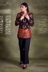 Buy_Safaa_Black Moonga Silk Woven Floral Motifs Lapel Collar Naayaab Blazer And Pant Set _at_Aza_Fashions