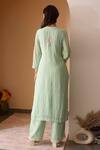 Shop_Surabhi Arya_Green Organza, Georgette Gota Patti, Thread Floral Embroidered Kurta Palazzo Set _at_Aza_Fashions