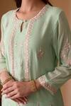 Surabhi Arya_Green Organza, Georgette Gota Patti, Thread Floral Embroidered Kurta Palazzo Set _at_Aza_Fashions
