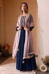 Shop_Surabhi Arya_Blue Organza, Georgette Gota Patti, Floral Embroidered Anarkali With Dupatta _Online_at_Aza_Fashions