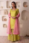 Surabhi Arya_Green Tissue, Georgette Gota Patti, Thread Work Embroidered Kurta Sharara Set _Online_at_Aza_Fashions