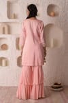 Shop_Surabhi Arya_Peach Organza, Georgette, Satin Linen Gota Patti, Embroidered Kurta Sharara Set _at_Aza_Fashions